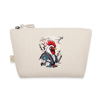Vintage Rooster Samurai Ukiyo-E Style Design - Organic Pouch - nature - Front