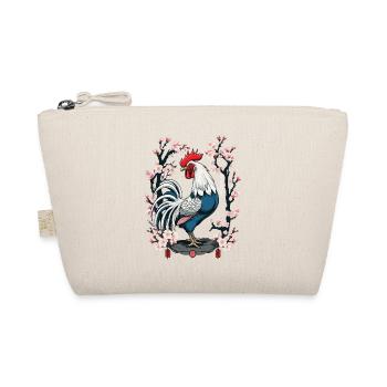 Asian Rooster Cherry Blossoms Aesthetic Design - Organic Pouch - nature - Front