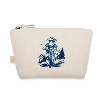 White and blue cow with mountain bike - Organic Pouch - nature - Front