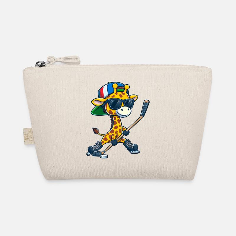 Whimsical Ice Hockey Stick Double StickGiraffe Organic Pouch