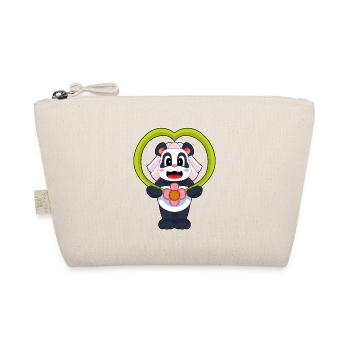 Panda Braut Herz Hochzeit - Bio-Täschchen - Natur - Vorne