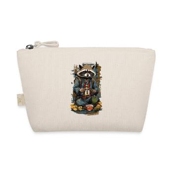 Japanese Sake Vintage Art Raccoon Design - Organic Pouch - nature - Front