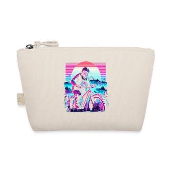 Synthwave Skeleton Biker Fatbike Retro Sunset - Organic Pouch - nature - Front
