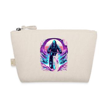 Skeleton Fatbiker Synthwave Retro Bicycle Rider - Organic Pouch - nature - Front