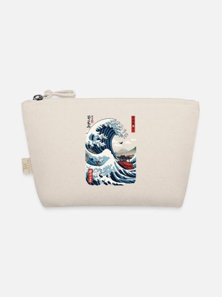 Japan Ukiyo-E Style Kapitän Segelboot Vintage - Bio-Täschchen - Natur