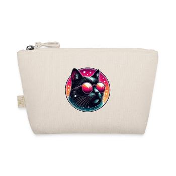 Cat Sunglasses 80s Neon Cool Cat Fan Funny - Organic Pouch - nature - Front