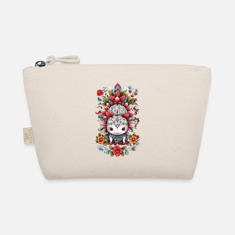 Mexican Floral Axolotl Aesthetics Organic Pouch