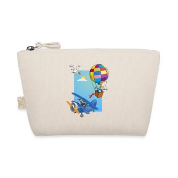 Boy in a hot air balloon and a blue airplane - Organic Pouch - nature - Front