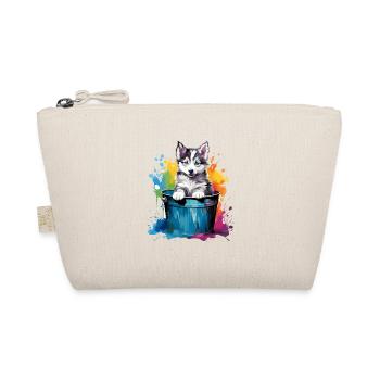 Siberian Husky Niedlicher Hund Farbeimer - Bio-Täschchen - Natur - Vorne