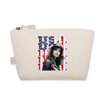Vintage American Flag Motorrad Patriotisch - Bio-Täschchen - Natur - Vorne