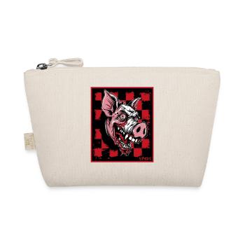 Checkerboard Pattern, Brutally Funny Zombie Pig - Organic Pouch - nature - Front