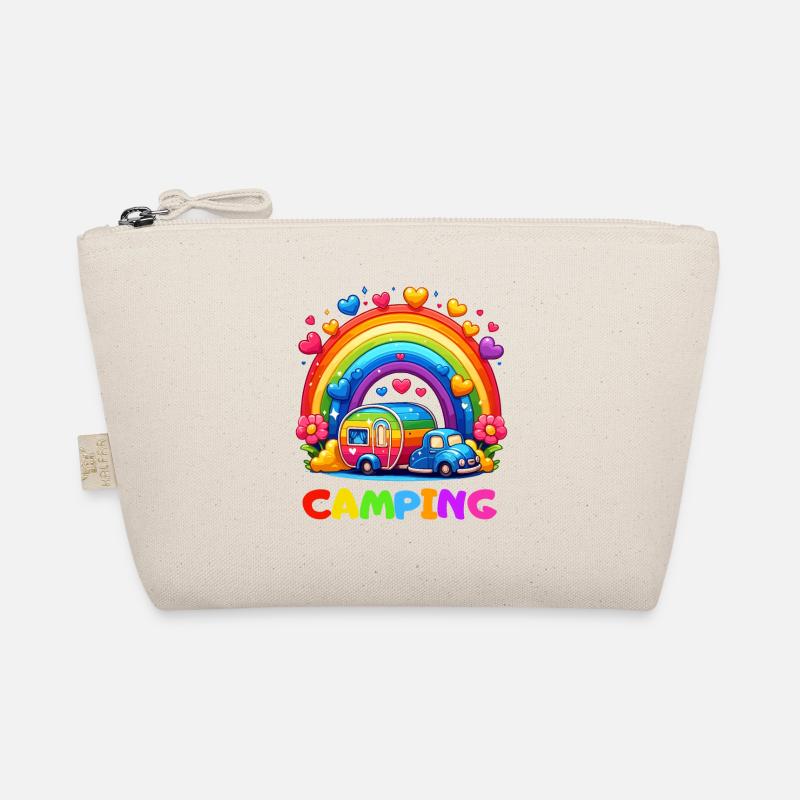 Camping Regenbogen Campingplatz Glück Camper Herz Bio-Täschchen