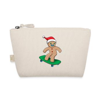 Gingerbread Man Christmas Skateboard - Organic Pouch - nature - Front