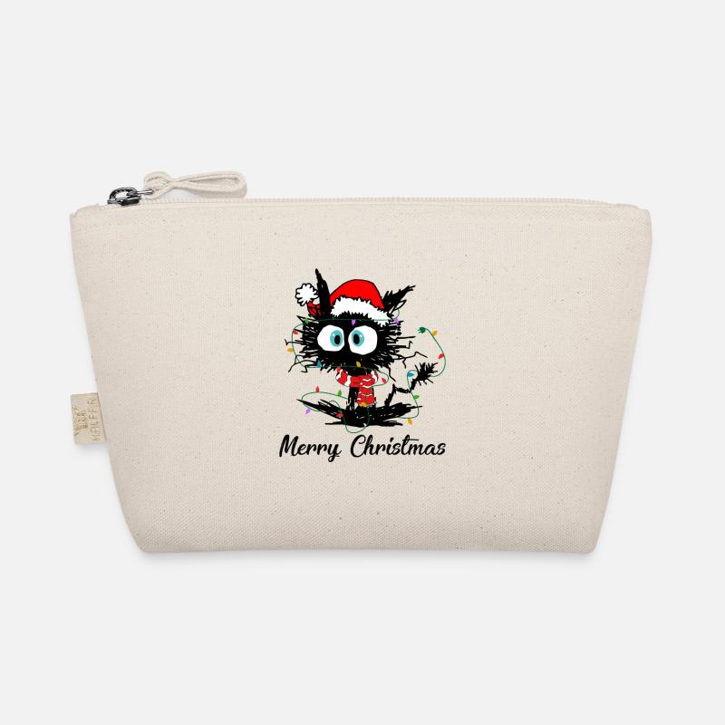 Merry Christmas Schwarze Katze Bio-Täschchen