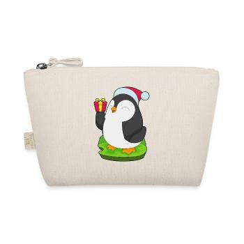 Penguin Christmas Santa Hat - Organic Pouch - nature - Front