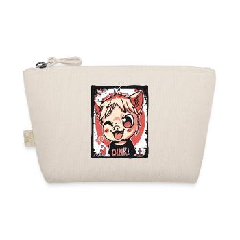 Naughty little anime kids piggy, Oink! - Organic Pouch - nature - Front