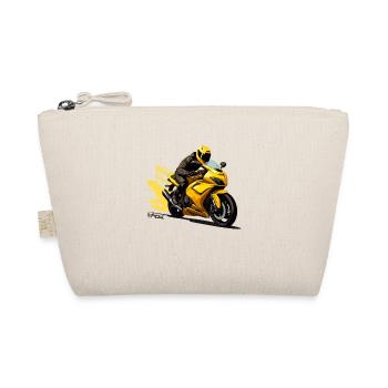 Gelbes Motorrad: Superbike Biker Fahrer - Bio-Täschchen - Natur - Vorne