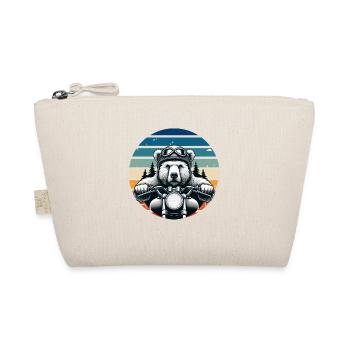 Motorcycle Grizzly Bear Retro Biker Motorcyclist - Organic Pouch - nature - Front