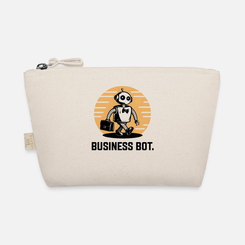 Robot with Bowtie and Briefcase - Business Bot Art Organic Pouch
