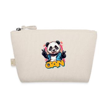 JAN - Schöner Jungen Name mit Coolem Panda - Bio-Täschchen - Natur - Vorne