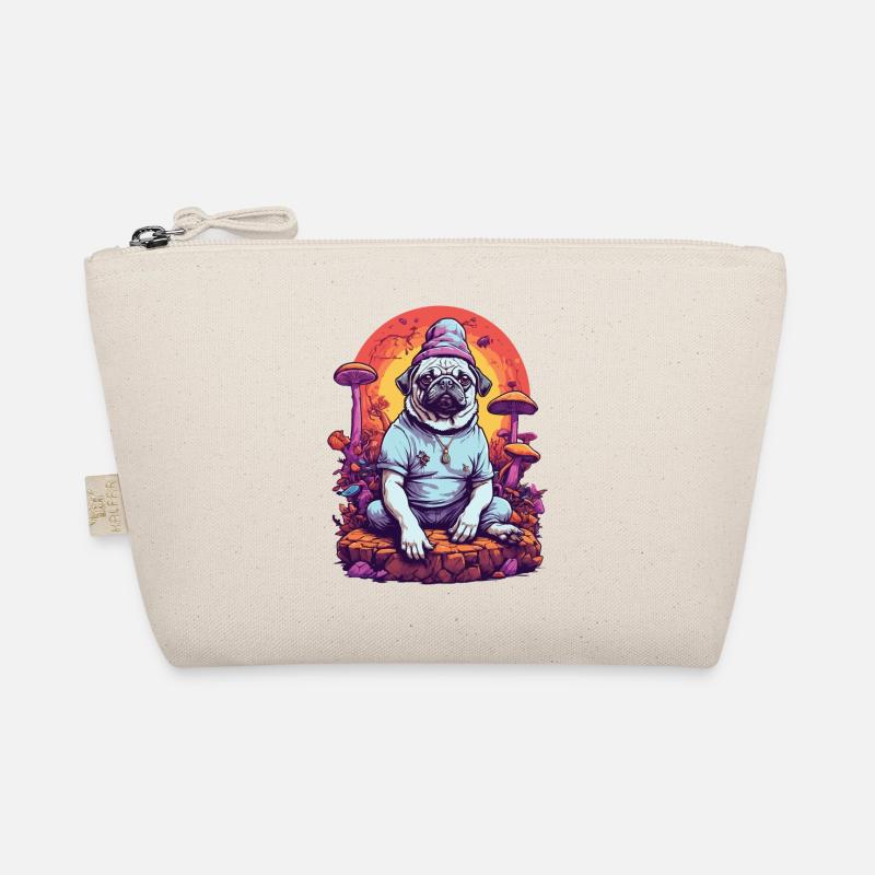 Magischer Mops Hund Psychedelic Art Wald Pilze Bio-Täschchen