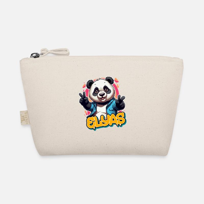 ELYAS - Beau nom de garçon avec Cool Panda - Trousse biologique - nature