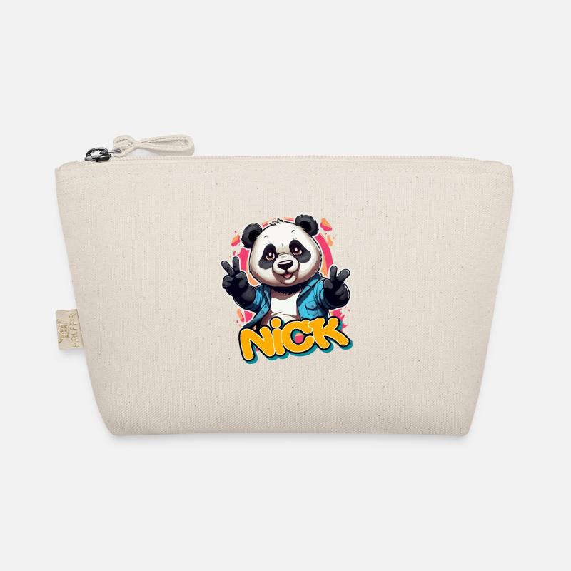 NICK - Schöner Jungen Name mit Coolem Panda Bio-Täschchen