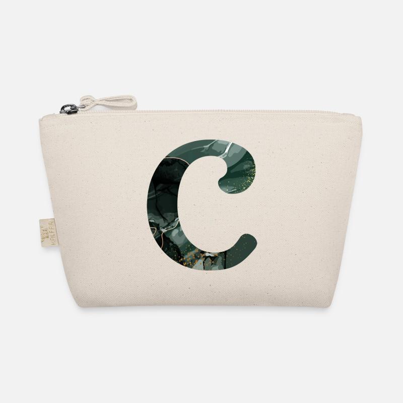 Green marbled letter c Organic Pouch