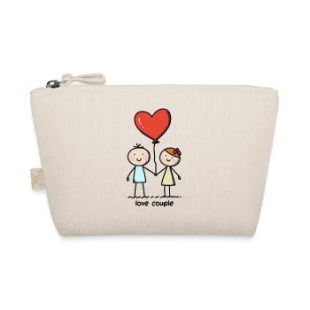 Stick Figure Lovers Couple Valentine's Day - Organic Pouch - nature - Front