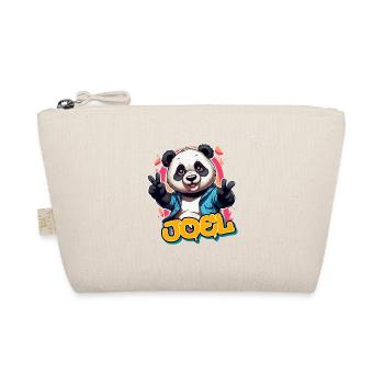 JOEL - Handsome Boy Name with Cool Panda - Organic Pouch - nature - Front
