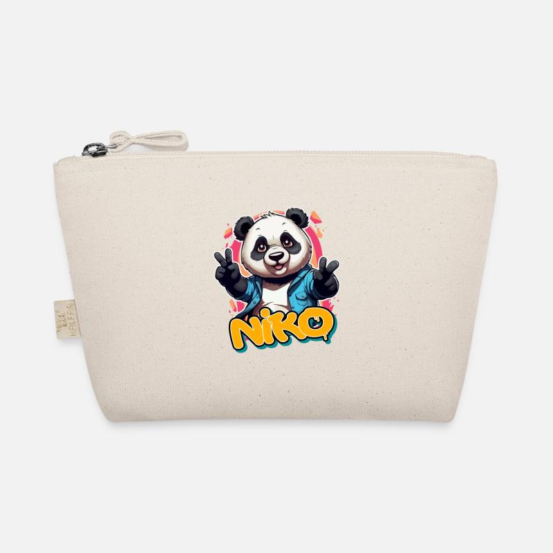 NIKO - Beau prénom de garçon avec un panda cool Trousse biologique