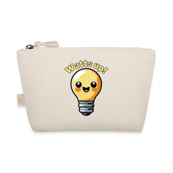Watts Up Cute Electricity Light Bulb Cartoon Pun - Organic Pouch - nature - Front