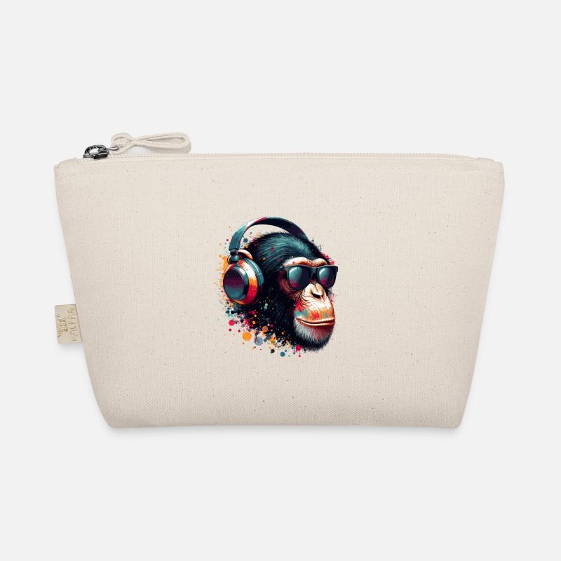 DJ Monkey Affe Schimpanse Kopfhörer Sonnenbrille Bio-Täschchen
