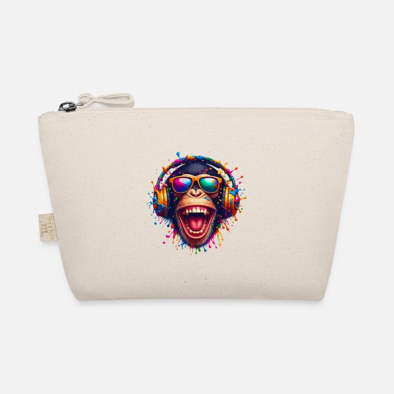 DJ Monkey Monkey Chimpanzee Music Headphones Funny Organic Pouch