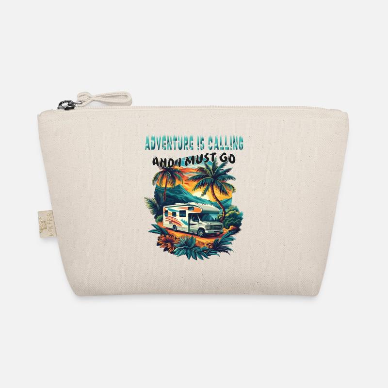 Adventure is Calling and i must go. Camping, cool, - Organic Pouch - nature