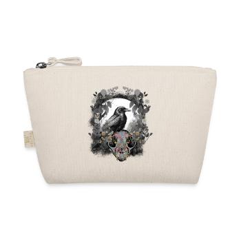 Tier Schädel Krähe Rabe Vogel Halloween Vintage - Bio-Täschchen - Natur - Vorne
