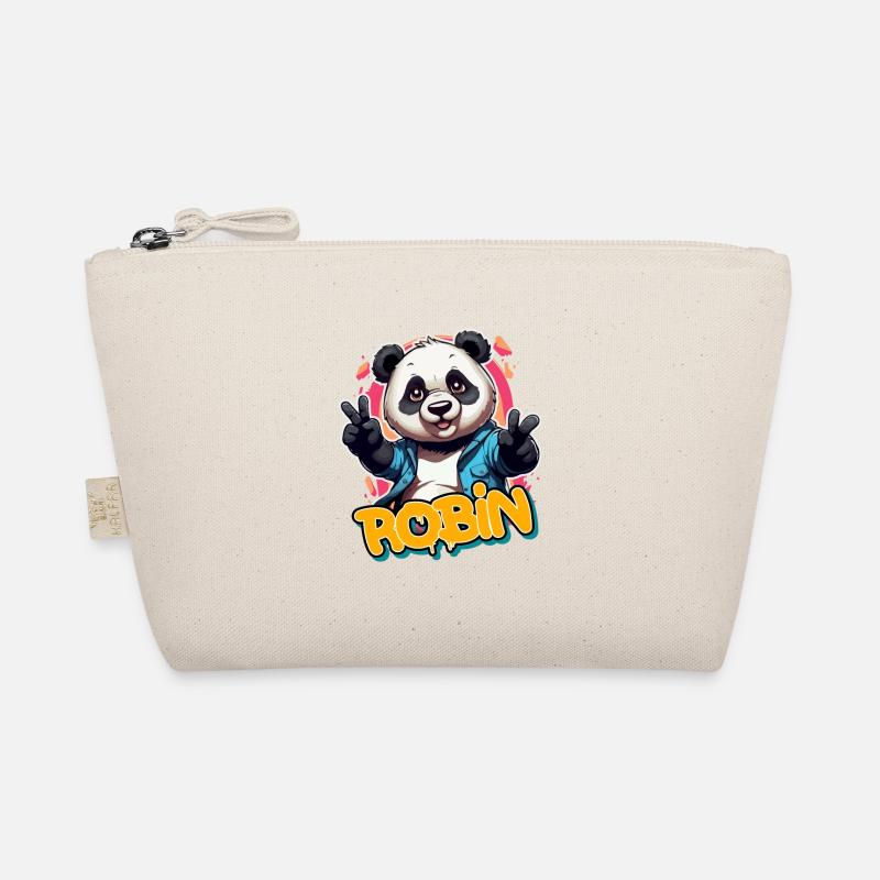 ROBIN - Schöner Jungen Name mit coolem Panda Bio-Täschchen