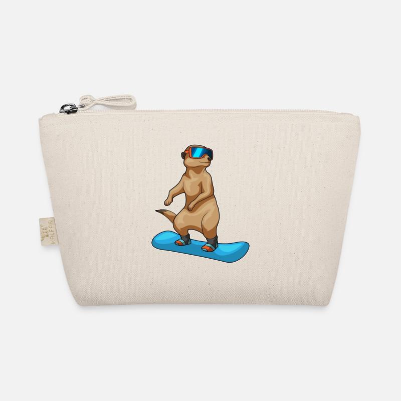 Erdmännchen Snowboard Wintersport Bio-Täschchen