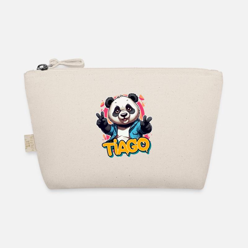 TIAGO - Schöner Jungen Name mit coolem Panda Bio-Täschchen