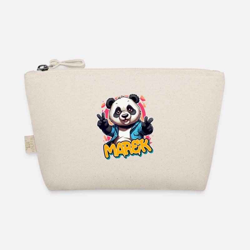 MAREK - Beau prénom de garçon avec panda cool Trousse biologique