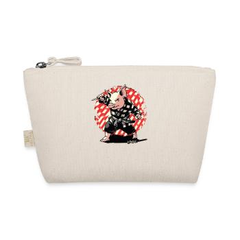funny checkered martial arts pig - Organic Pouch - nature - Front