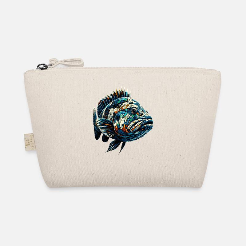 Polygon Art Grouper Fish Seabass Organic Pouch
