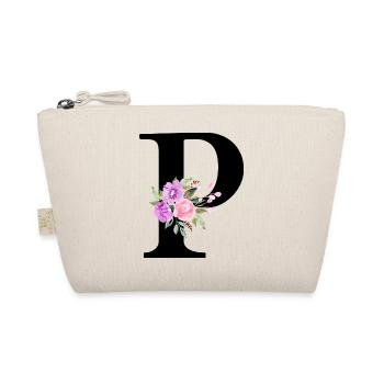 Purple floral letter p - Organic Pouch - nature - Front