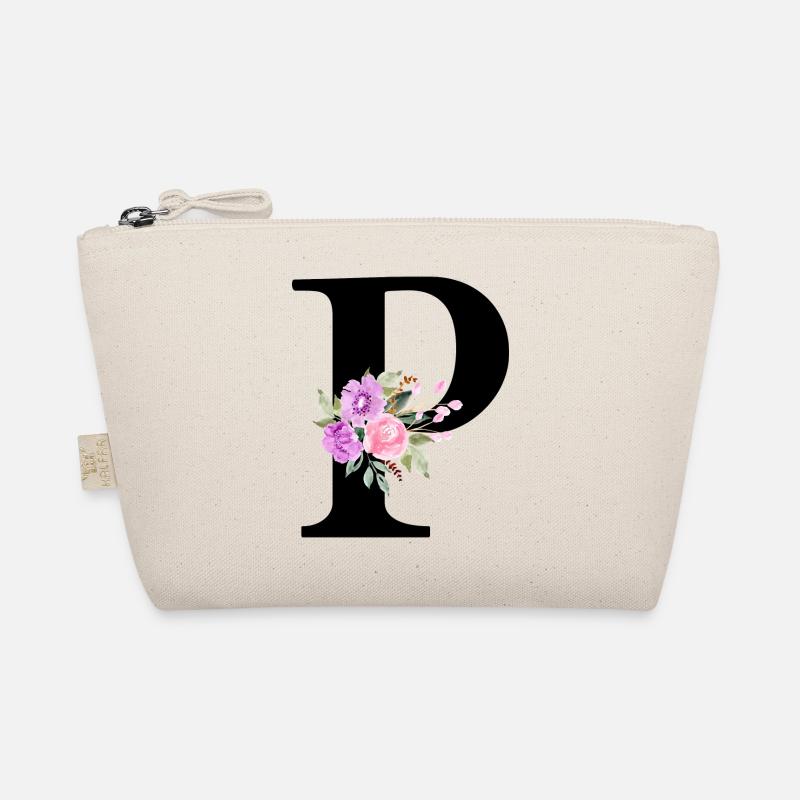 Lila Blumenbuchstabe p Bio-Täschchen