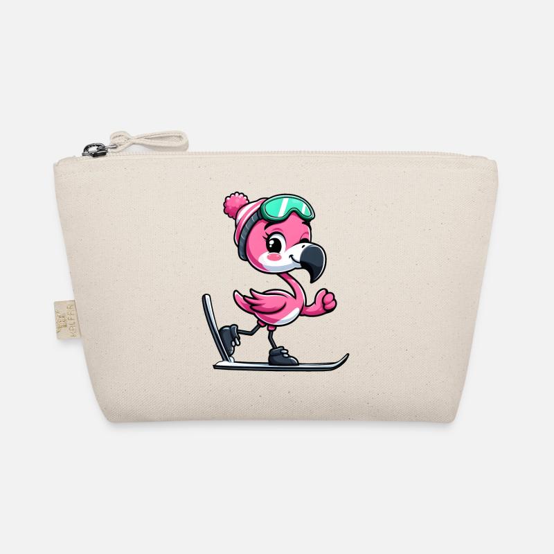 Flamingo Skier Winter Fun Organic Pouch