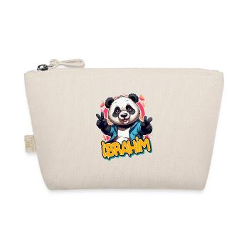 IBRAHIM - Schöner Jungen Name mit coolem Panda - Bio-Täschchen - Natur - Vorne