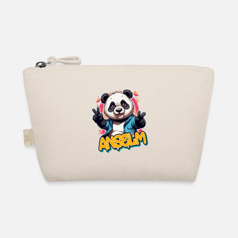 ANSELM - Handsome Boy Name with Cool Panda Organic Pouch