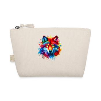 Colorful Splash Art Red Wolf Lover Wolves - Organic Pouch - nature - Front