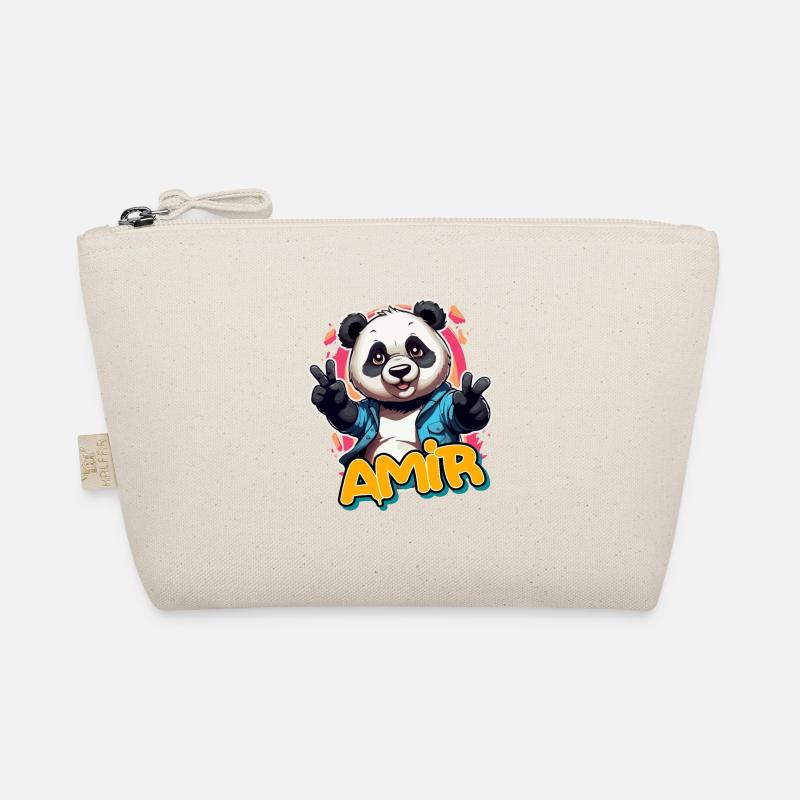 AMIR - Handsome Boy Name with Cool Panda Organic Pouch
