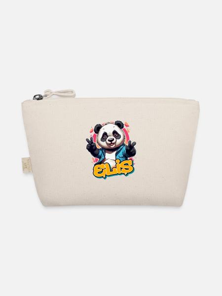 ELIS - Schöner Jungen Name mit coolem Panda - Bio-Täschchen - Natur